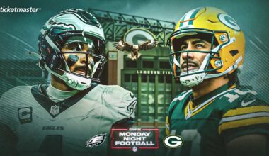 Eagles travel to Green Bay to face Packers on Monday Night Football in Week 10