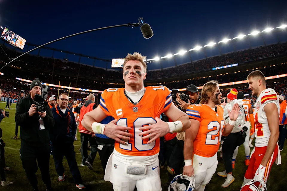 Denver Broncos quarterback Bo Nix (10) after the game against the Kansas City Chiefs at Empower Field at Mile High.Isaiah J. Downing-Imagn Images