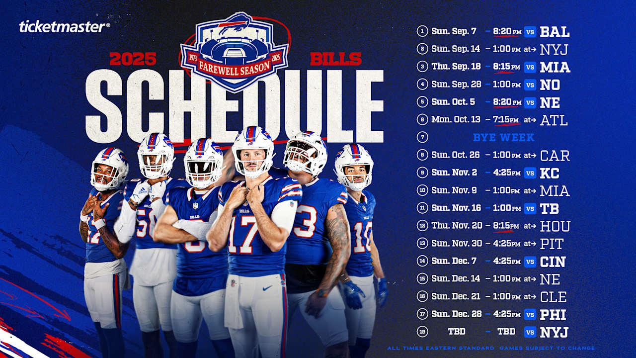Bills 2025 schedule release | All 17 games officially announced