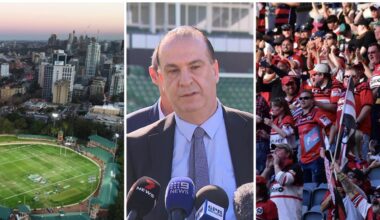 Perth Bears 2027 franchise officially announced by WA premier Roger Cook, Peter V’landys, press conference video, details on new team, stadium players, funding, player-swap with Western Force