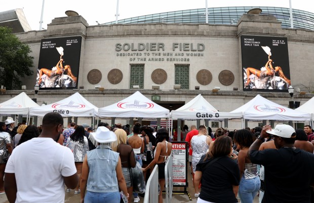 Fans arrive for Beyoncé’s Renaissance World Tour at Soldier Field...