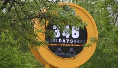 Giant yellow countdown clock unveiled as Pittsburgh preps for 2026 NFL Draft