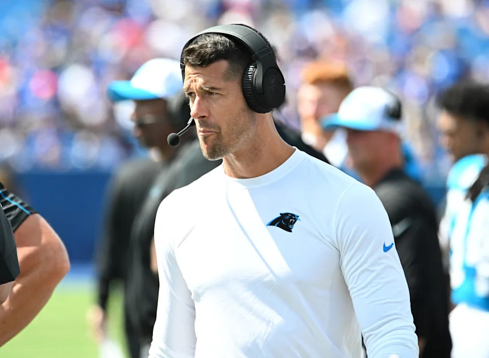 Carolina Panthers head coach Dave Canales.© Mark Konezny-USA TODAY Sports