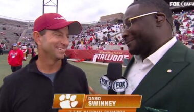 WATCH: Dabo Swinney interviewed on sidelines at UFL game
