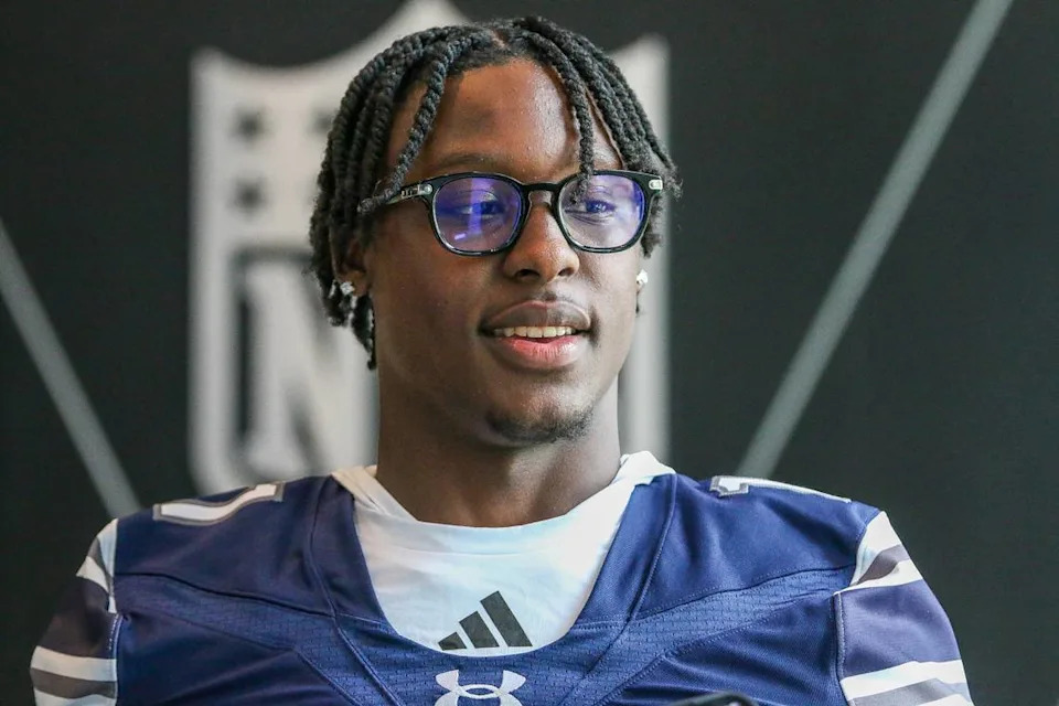 Greensboro Grimsley QB Faizon Brandon at Wednesday’s Carolina Panthers’ Keep Pounding media day at Bank of America Stadium on May 7, 2025 Kelly Hood/Special to The Observer