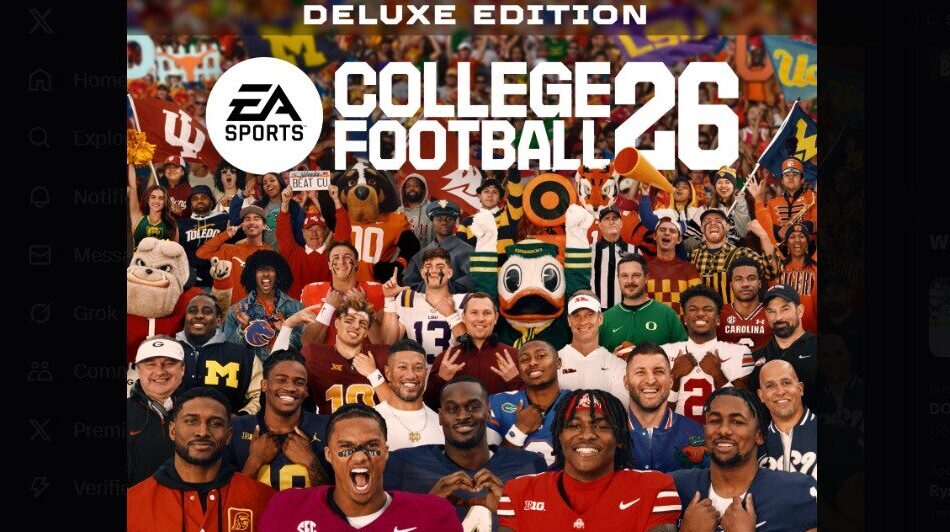 The EA Sports College Football 26 Deluxe Edition cover featuring ASU quarterback Sam Leavitt and co...