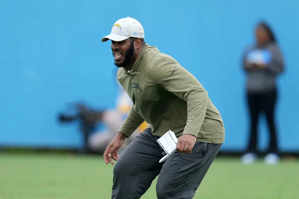 Los Angeles Chargers TE's coach Kevin Koger during team OTA's in 2023. Kirby Lee-Imagn Images