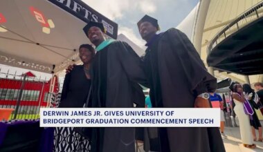 Los Angeles Chargers player delivers University of Bridgeport's commencement address