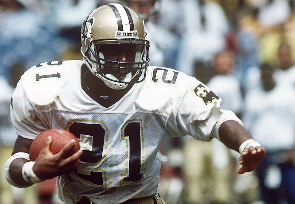 Sep 11, 1988, Atlanta, GA, USA; FILE PHOTO; New Orleans Saints running back Dalton Hilliard (21) in action against the Atlanta Falcons at Fulton County Stadium. Mandatory Credit: Malcolm Emmons-USA TODAY NETWORK
