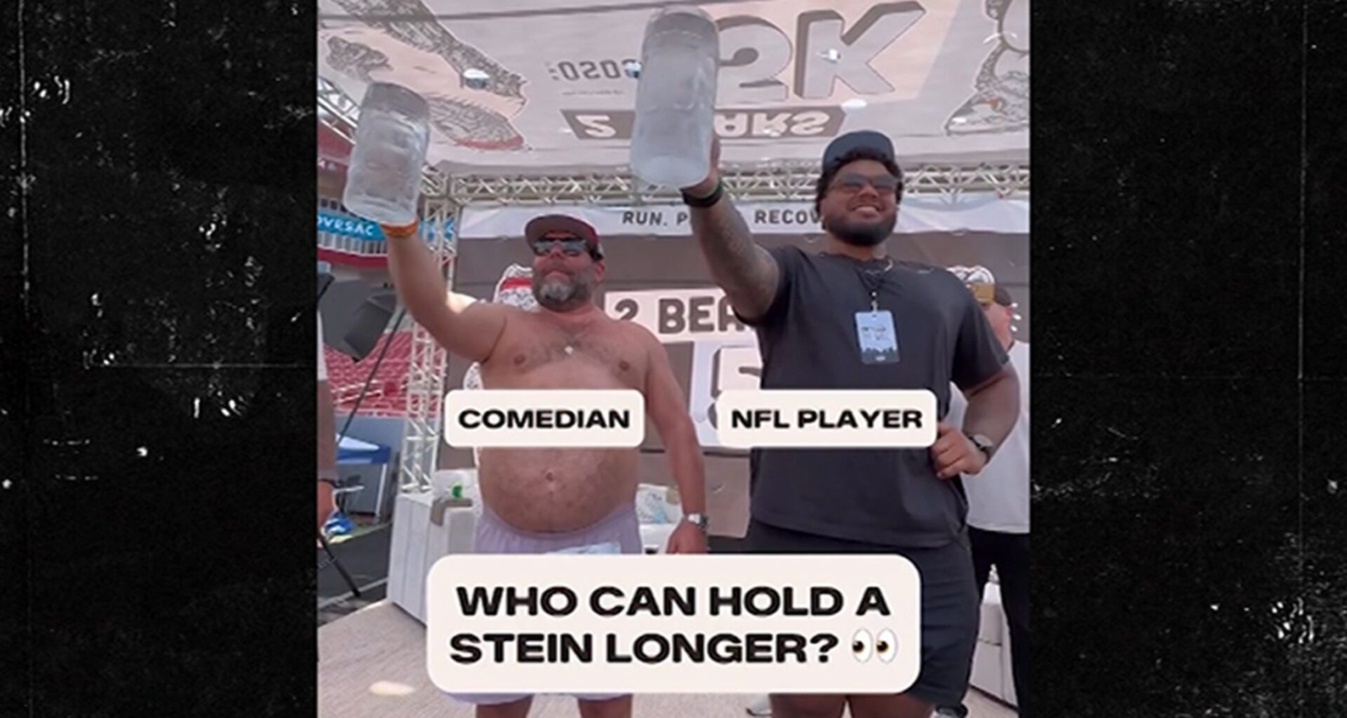 Bert Kreischer Beats NFL Players In Stein Holding Contest