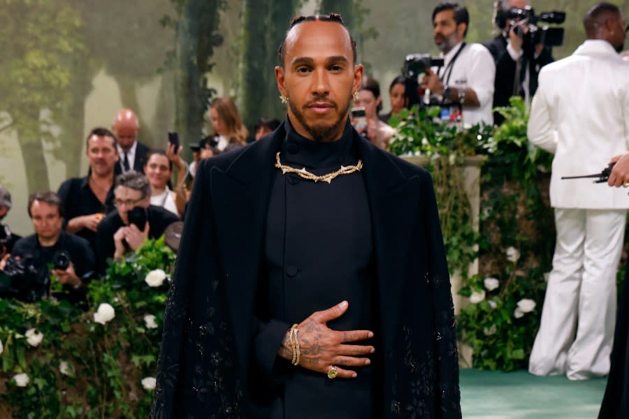 NEW YORK, NEW YORK – MAY 06: Lewis Hamilton attends the 2024 Costume Institue Benefit for “Sleeping Beauties: Reawakening Fashion” at The Metropolitan Museum of Art on May 06, 2024 in New York City. (Photo by Taylor Hill/Getty Images)