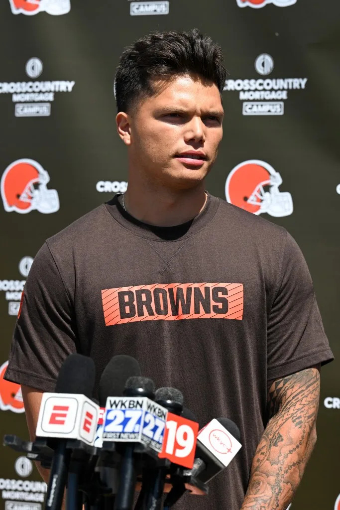 Dillon Gabriel spoke to the media in May 2025. Getty Images