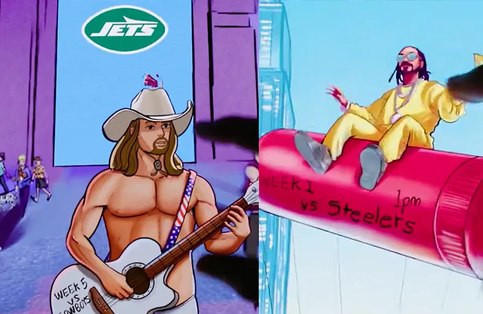  Images from the New York Jets infinite drawing 2025 schedule launch. 