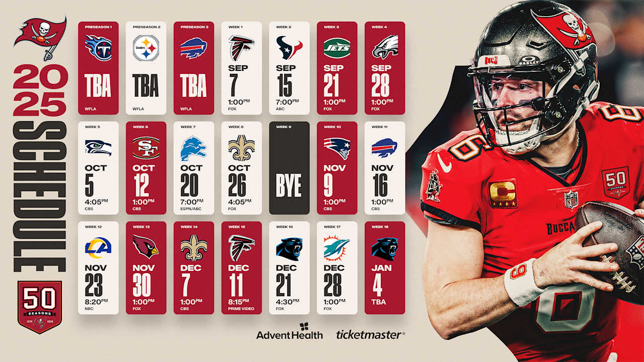 Tampa Bay Buccaneers 2025 Schedule Announced