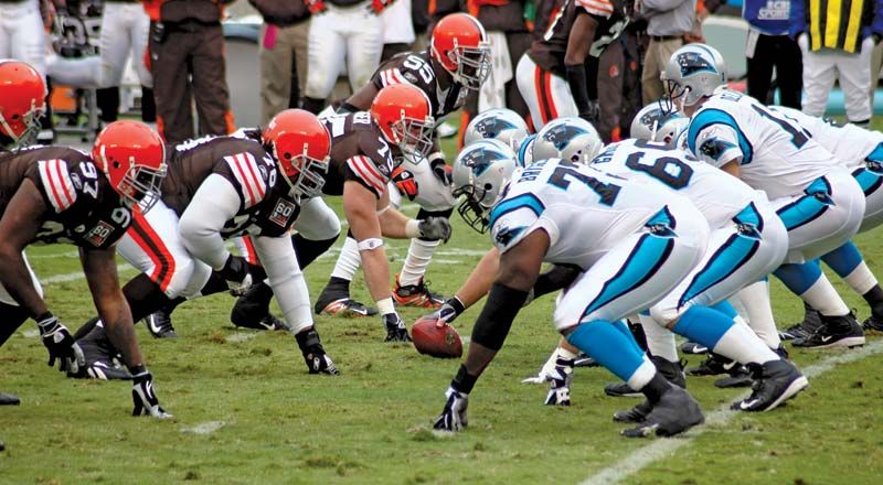 The NFL Carolina Panthers versus Cleveland Browns