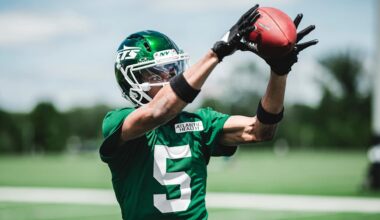 Garrett Wilson Sings a Happy Tune at OTAs