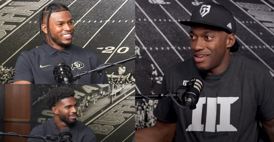 Shilo (top) and Sheduer (bottom) discussed their NIL earnings with RG3 (right)