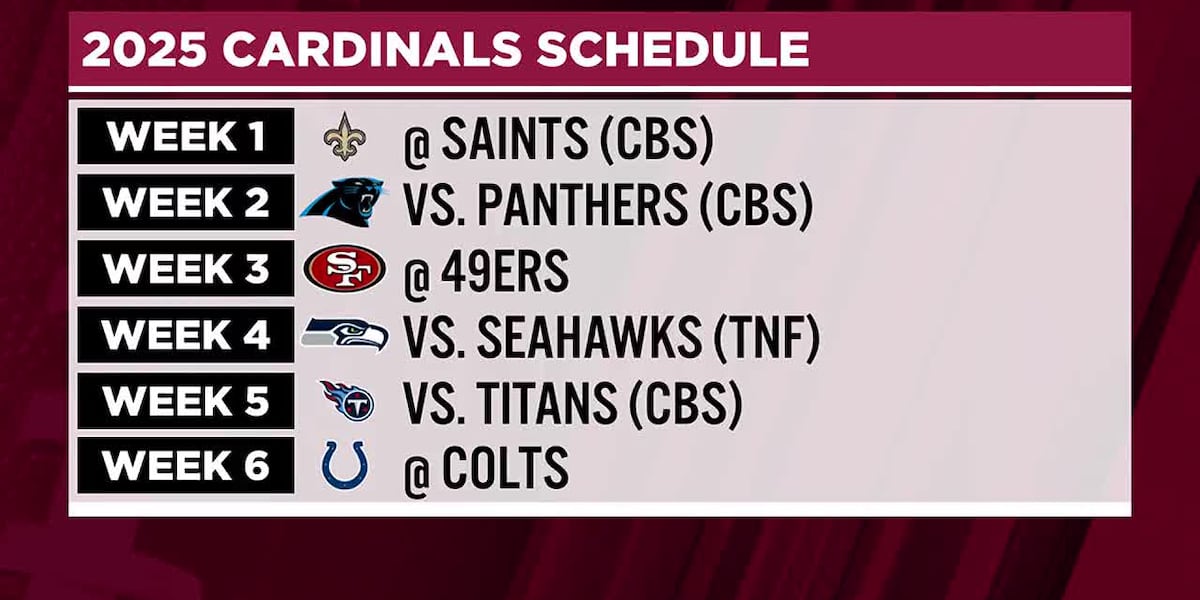 The Arizona Cardinal's have released their schedule for the 2025 season