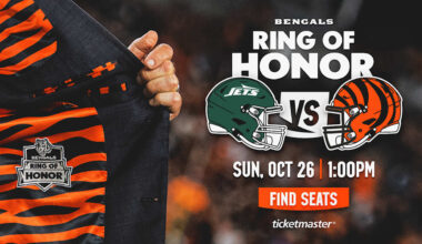Bengals Ring of Honor Game Set for October 26 Against Jets