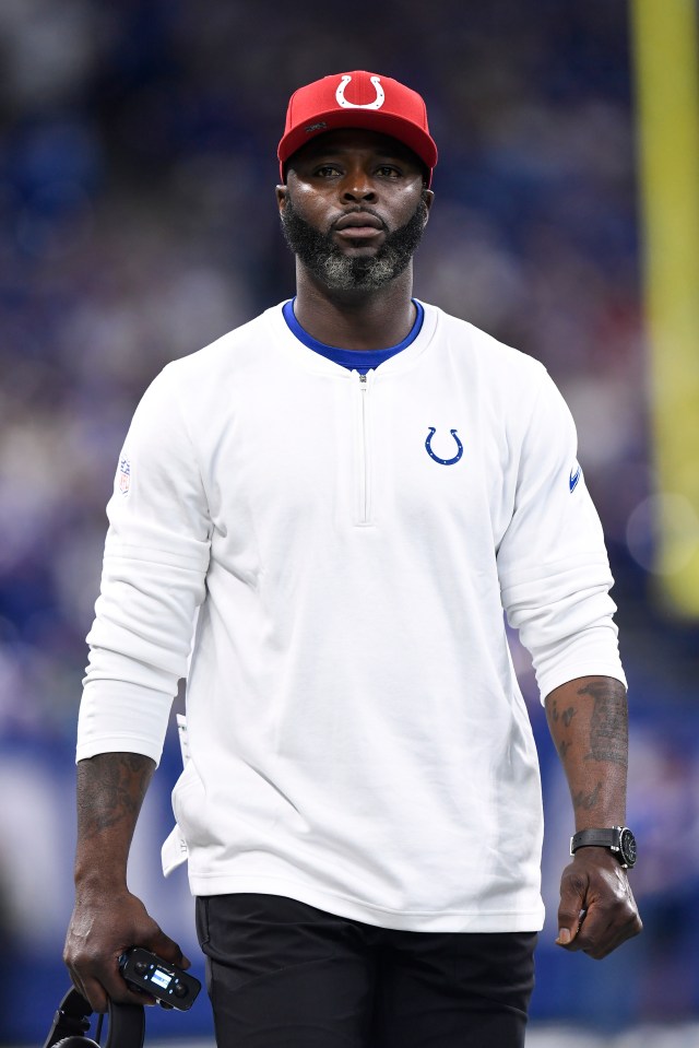 Reggie Wayne, Indianapolis Colts wide receivers coach, at a game.