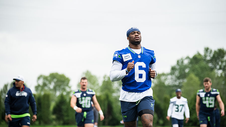 Jalen Milroe Seattle Seahawks rookie minicamp...