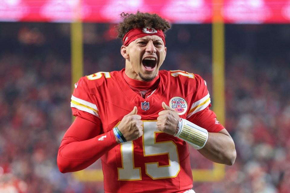 Patrick Mahomes, Kansas City Chiefs quarterback, giving a thumbs-up.