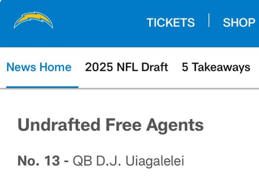 Keenan Allen Number 13 DJ Uiagalelei Chargers