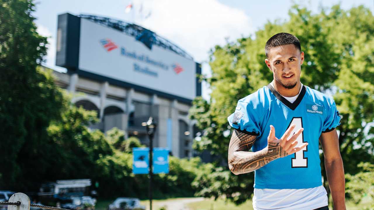 The globe-trotting Tetairoa McMillan returns to Carolina for rookie minicamp