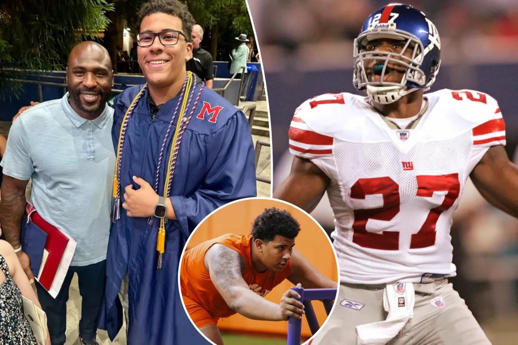 Former Giant Brandon Jacobs' son shocks fans in photo towering over his Super Bowl winning dad