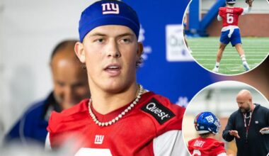 Jaxson Dart takes on first NFL adjustment at Giants rookie camp