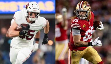 Cardinals' Trey McBride pulling for everyone to keep 'jumping each other' in TE money after George Kittle surpasses him