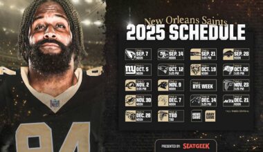 Saints 2025 Schedule Released | Full Game List