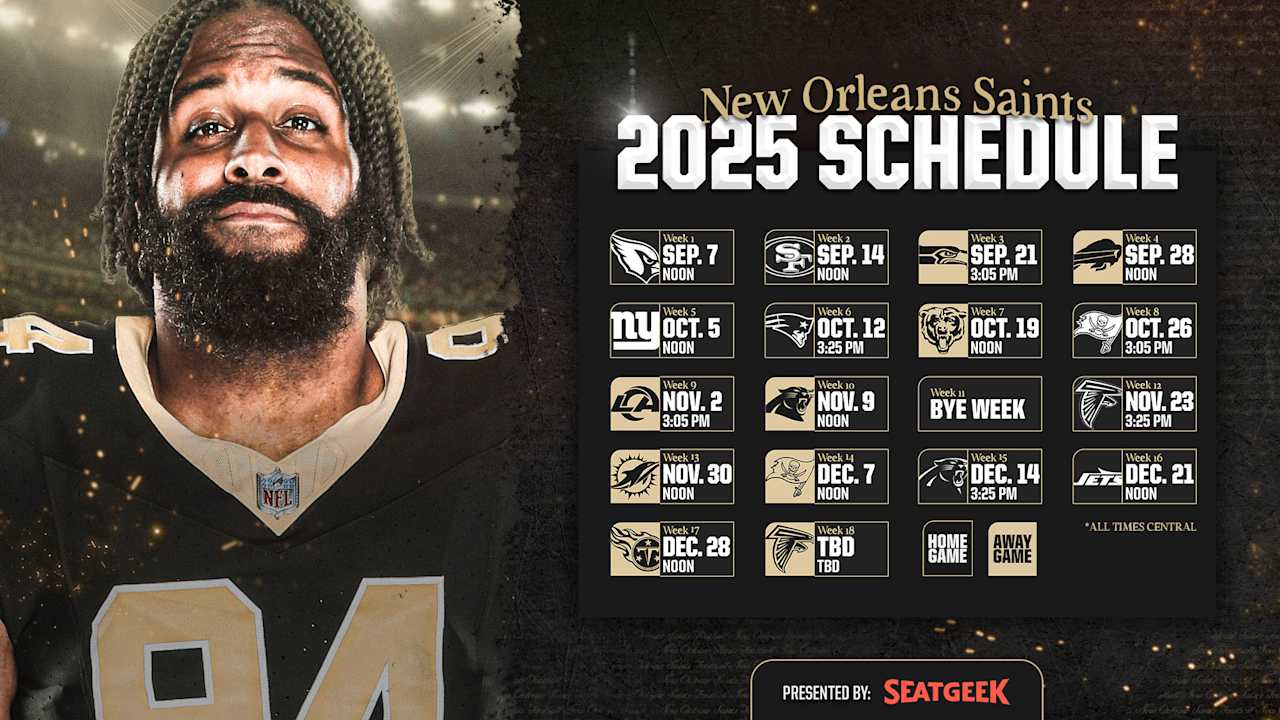 Saints 2025 Schedule Released | Full Game List