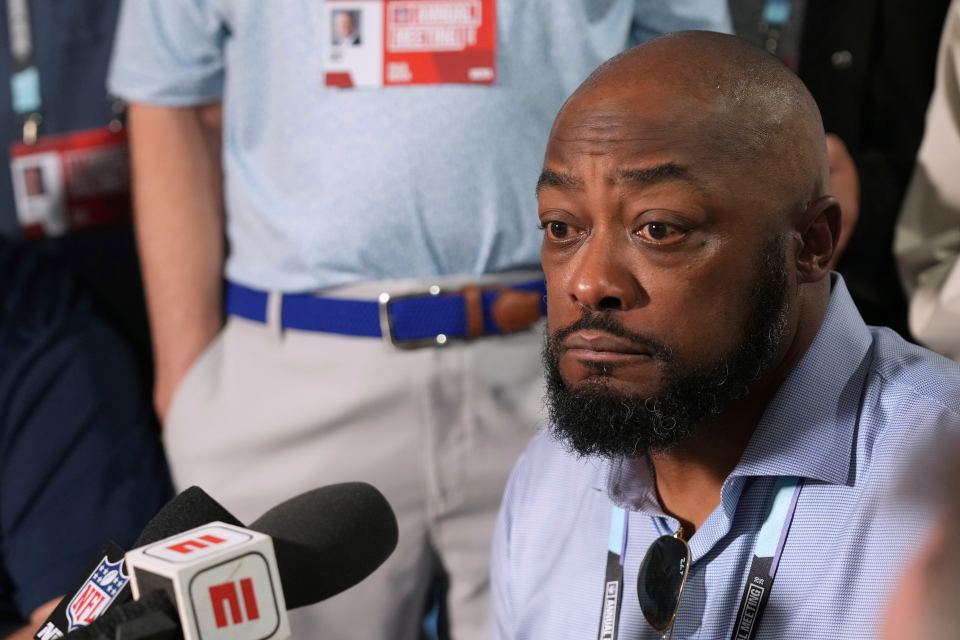 Pittsburgh Steelers head coach Mike Tomlin is interviewed at the NFL football annual meetings Monday, March 31, 2025, in Palm Beach, Fla. (AP Photo/Lynne Sladky)
