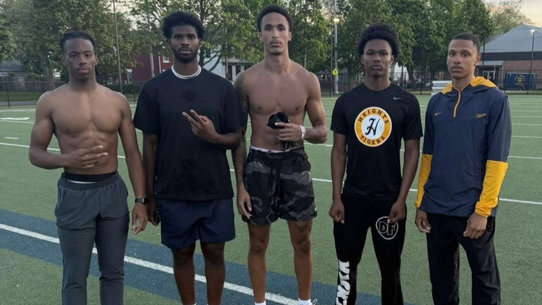 New Cleveland Browns QB Shedeur Sanders works out with Ohio high school football players