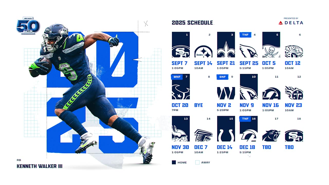 Seahawks 2025 Schedule Announced, Includes Four Prime-Time Games & Week 8 Bye