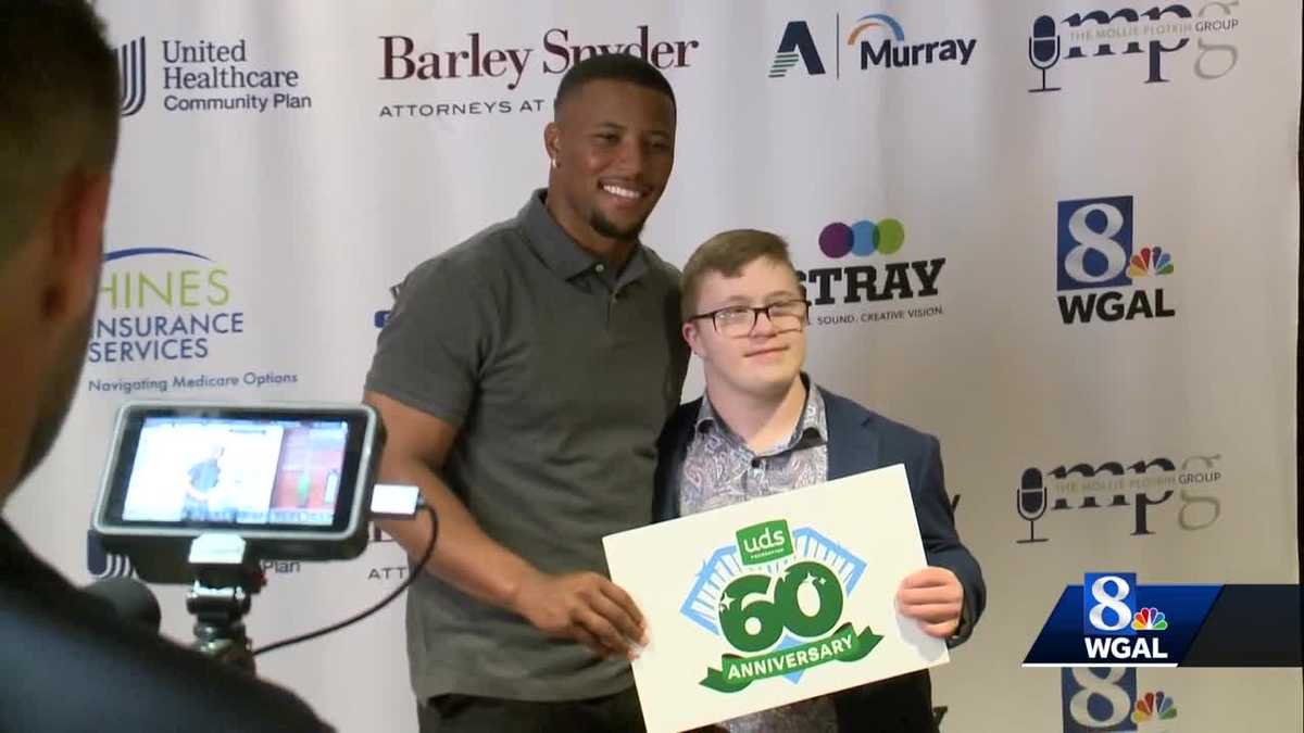 Philadelphia Eagles' Saquon Barkley speaks at United Disabilities Services Foundation's diamond jubilee