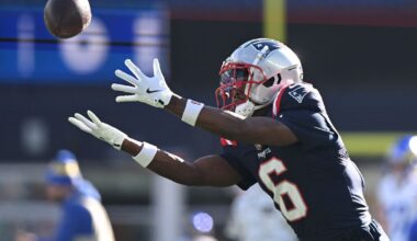 Patriots QB Drake Maye seeing growth in pair of young receivers