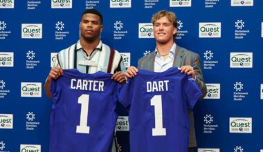 New York Giants reveal Abdul Carter, Jaxson Dart's jersey numbers