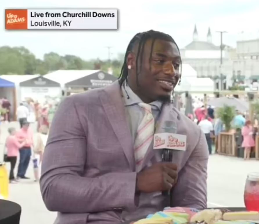 Xavier Legette at the Kentucky Derby, showing off his physique.