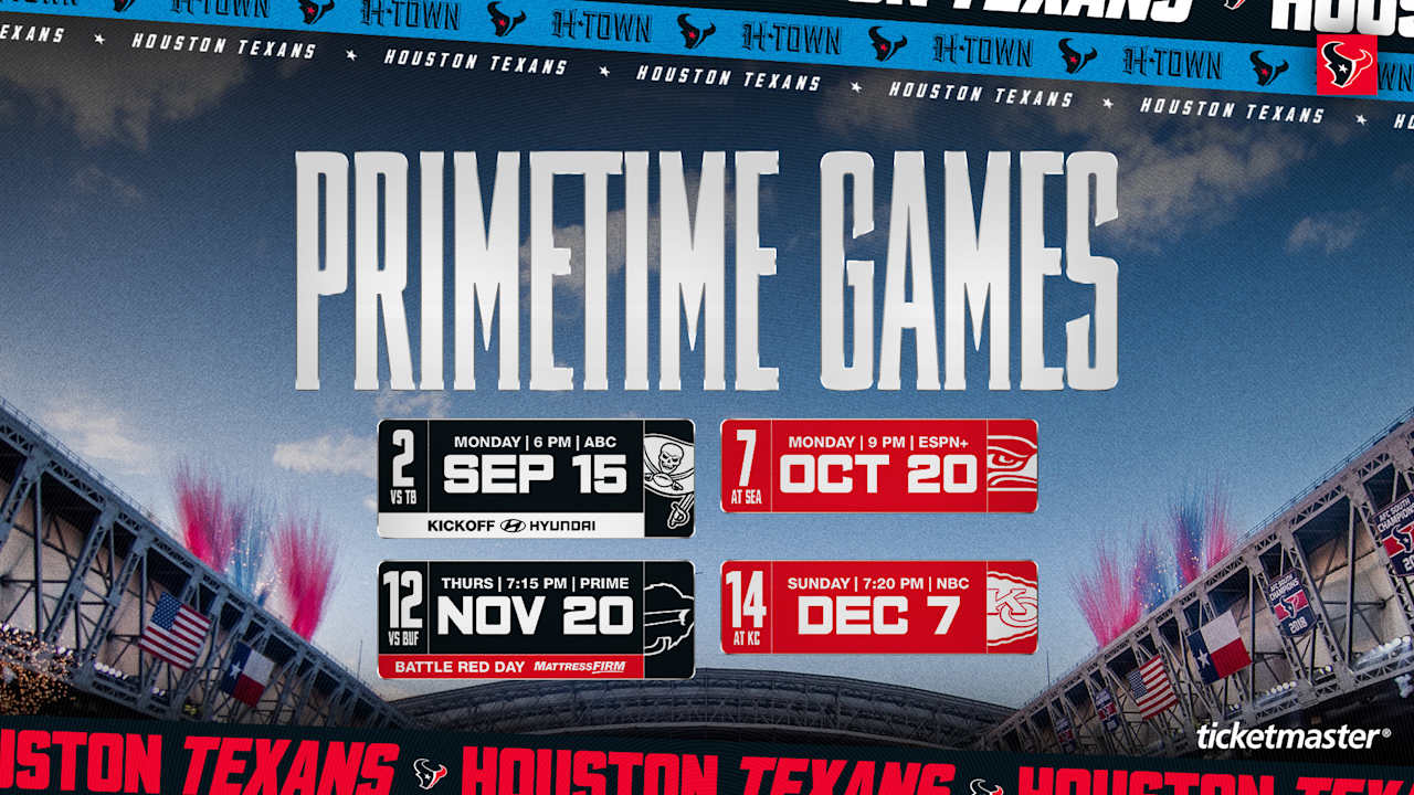The 2025 NFL Regular Season Schedule Release happened on Wednesday night, and the Houston Texans will play four games in prime time this fall.