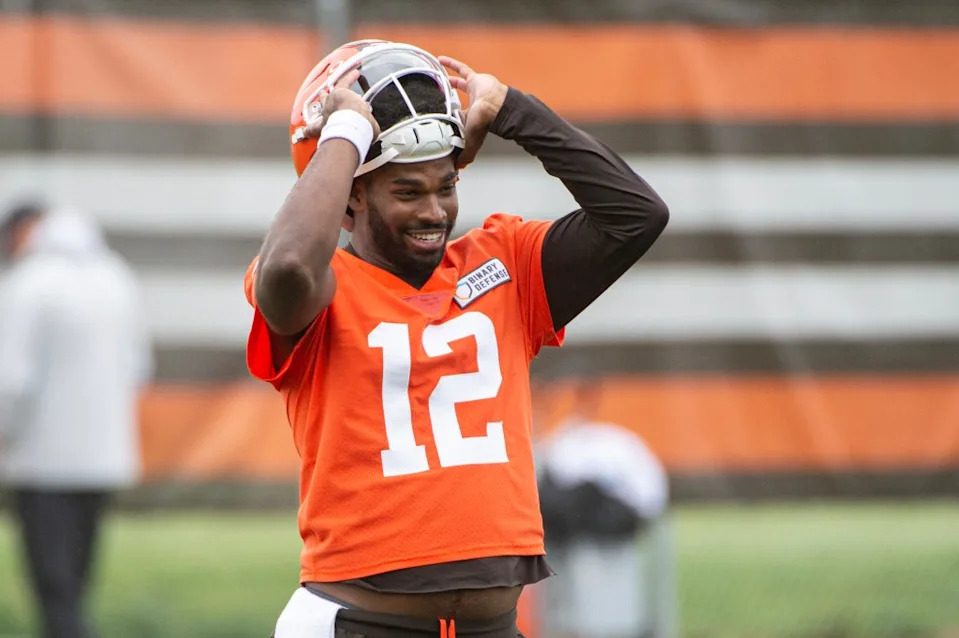 Shedeur Sanders is in came with the Browns after falling to No. 144. AP