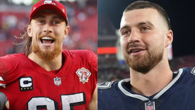 49ers star George Kittle and Cowboys Jake Ferguson go viral on TikTok with fiance Haley Cavinder