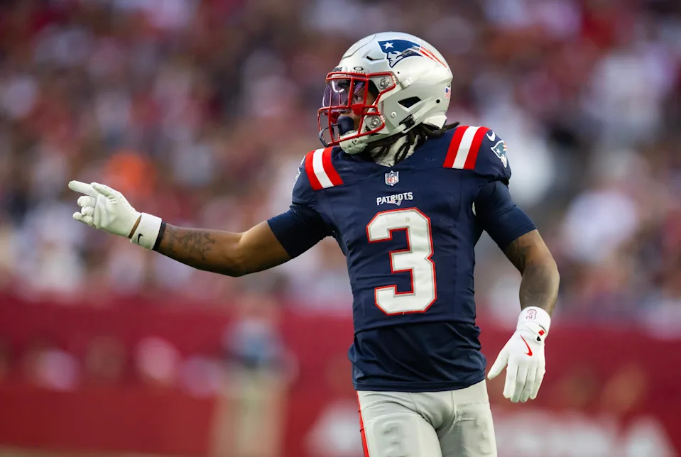 Dec 15, 2024; Glendale, Arizona, USA; New England Patriots wide receiver DeMario Douglas (3) against the Arizona Cardinals at State Farm Stadium. Mandatory Credit: Mark J. Rebilas-Imagn Images