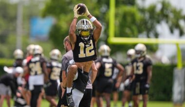 Saints receiver Chris Olave brushes off concussion concerns and laughs off trade talk