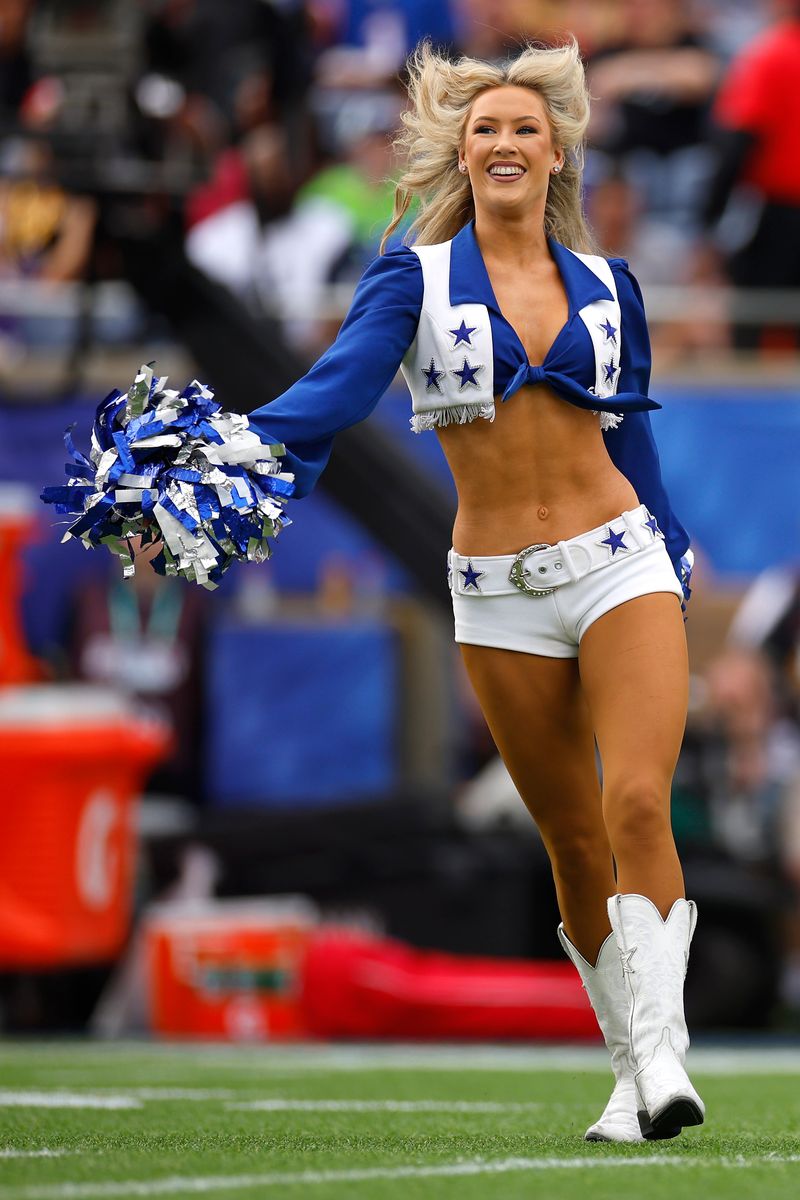 A Dallas Cowboys cheerleader on the field prior to the NFL Pro Bowl Games at Camping World Stadium on February 02, 2025 in Orlando, Florida. (Photo by Mike Ehrmann/Getty Images)