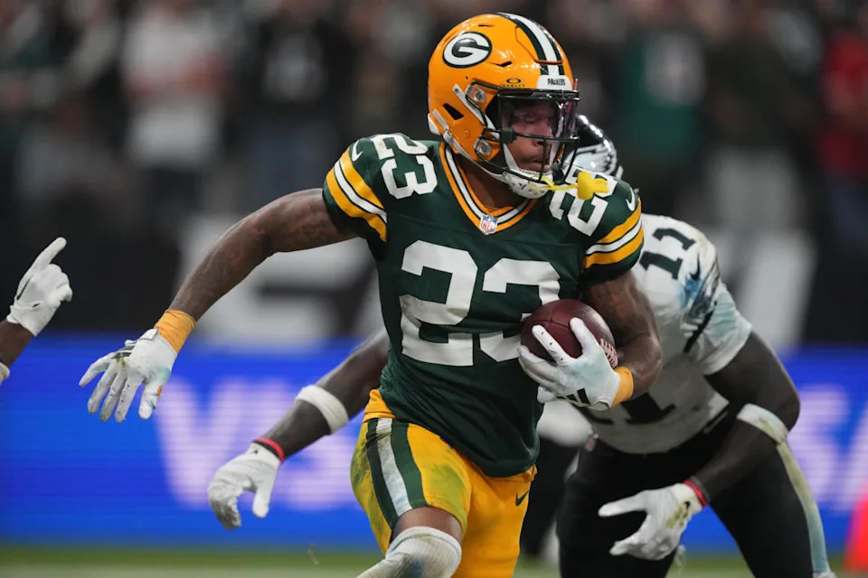 Sep 6, 2024; Sao Paulo, BRA; Green Bay Packers cornerback Jaire Alexander (23) runs during the second half against the Philadelphia Eagles at Neo Quimica Arena. Mandatory Credit: Kirby Lee-Imagn Images© Kirby Lee-Imagn Images