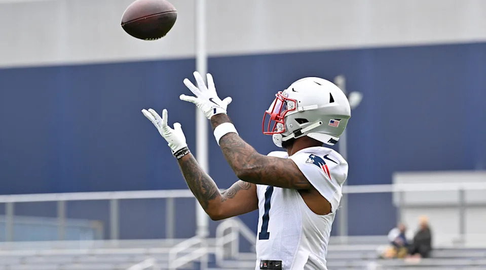 New England Patriots wide receiver Ja’Lynn Polk at OTAs.Eric Canha-Imagn Images