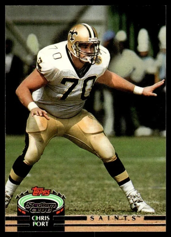 1992 Topps Stadium Club football card of New Orleans Saints offensive lineman Chris Port. Credit: ebay