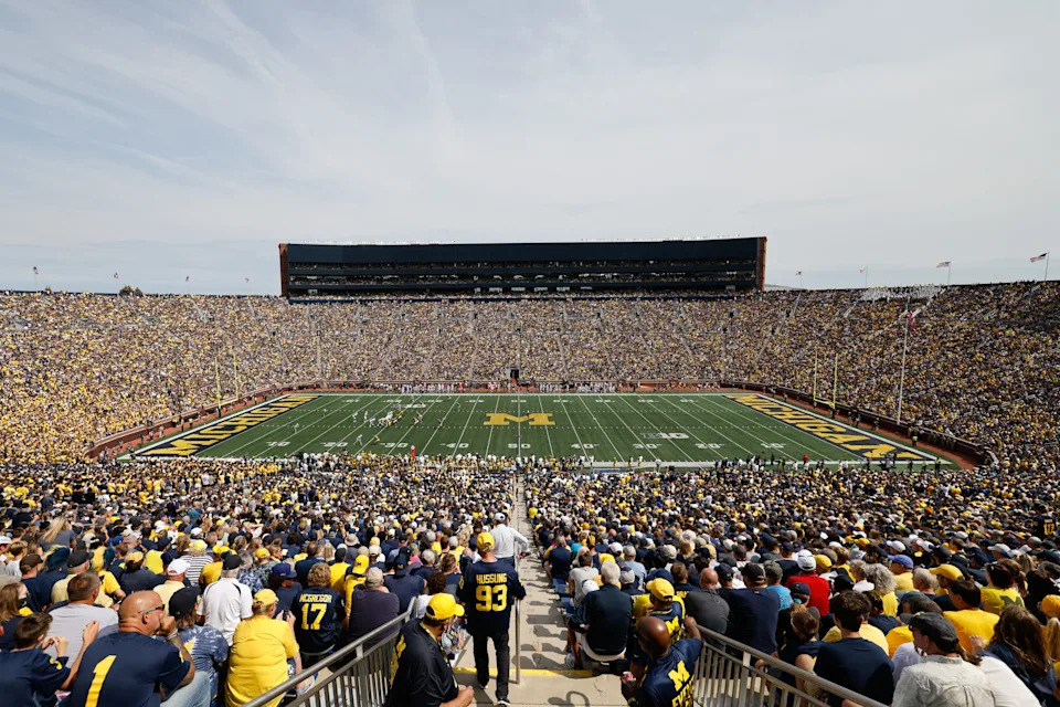 Sep 4, 2021; Ann Arbor, Michigan, USA; General view Michigan Wolverines during the second half of the game between the Western Michigan Broncos and the Michigan Wolverines at Michigan Stadium. Mandatory Credit: Rick Osentoski-USA TODAY Sports